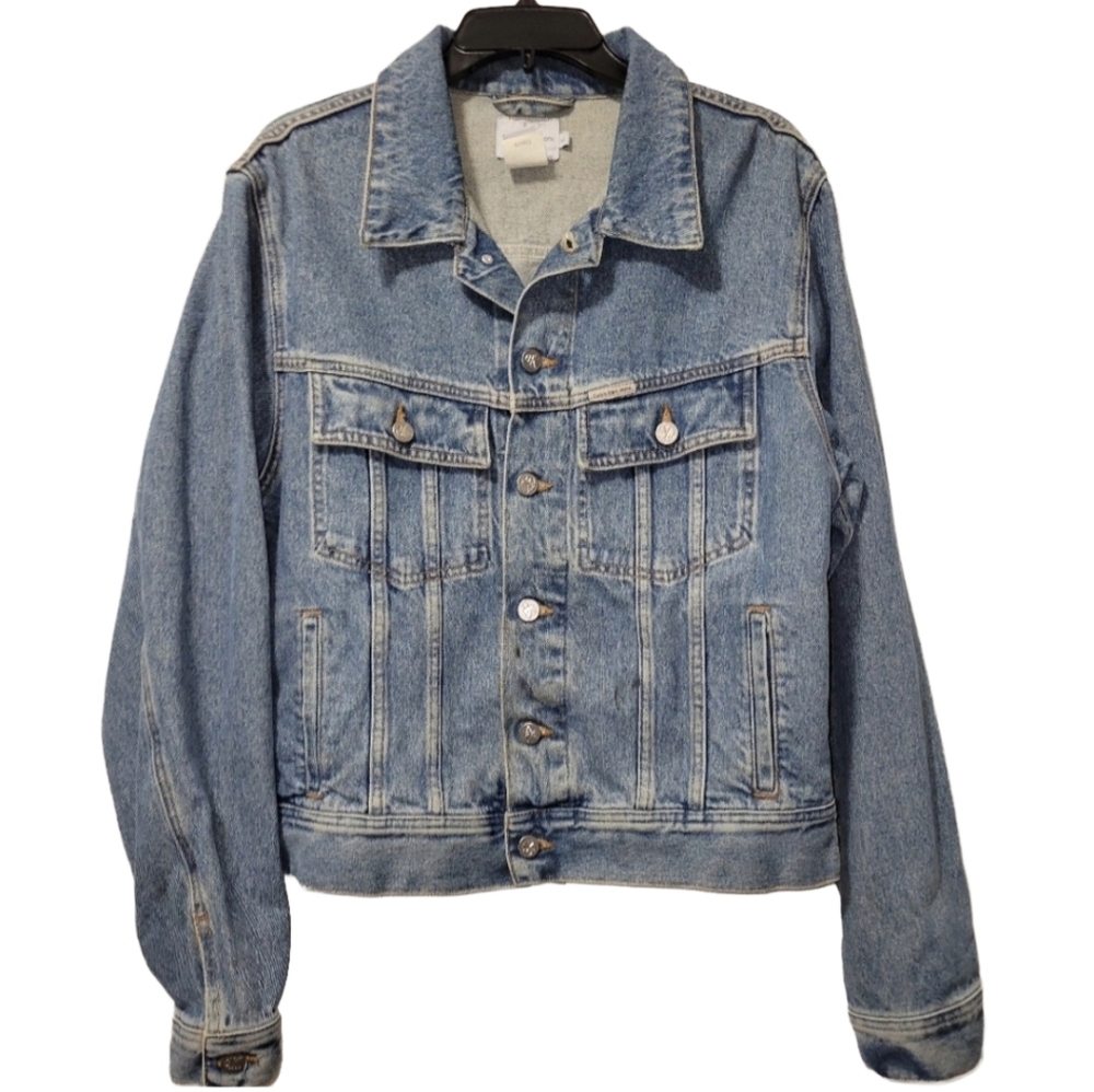 Vintage 90s Calvin Klein CK Denim Double Stone Wash Trucker Jacket Size Medium